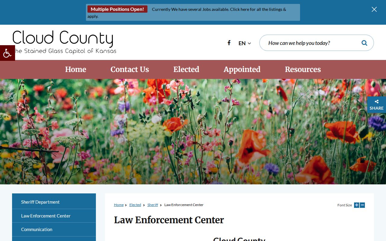 Official Cloud County Law Enforcement Center facility description and contact details